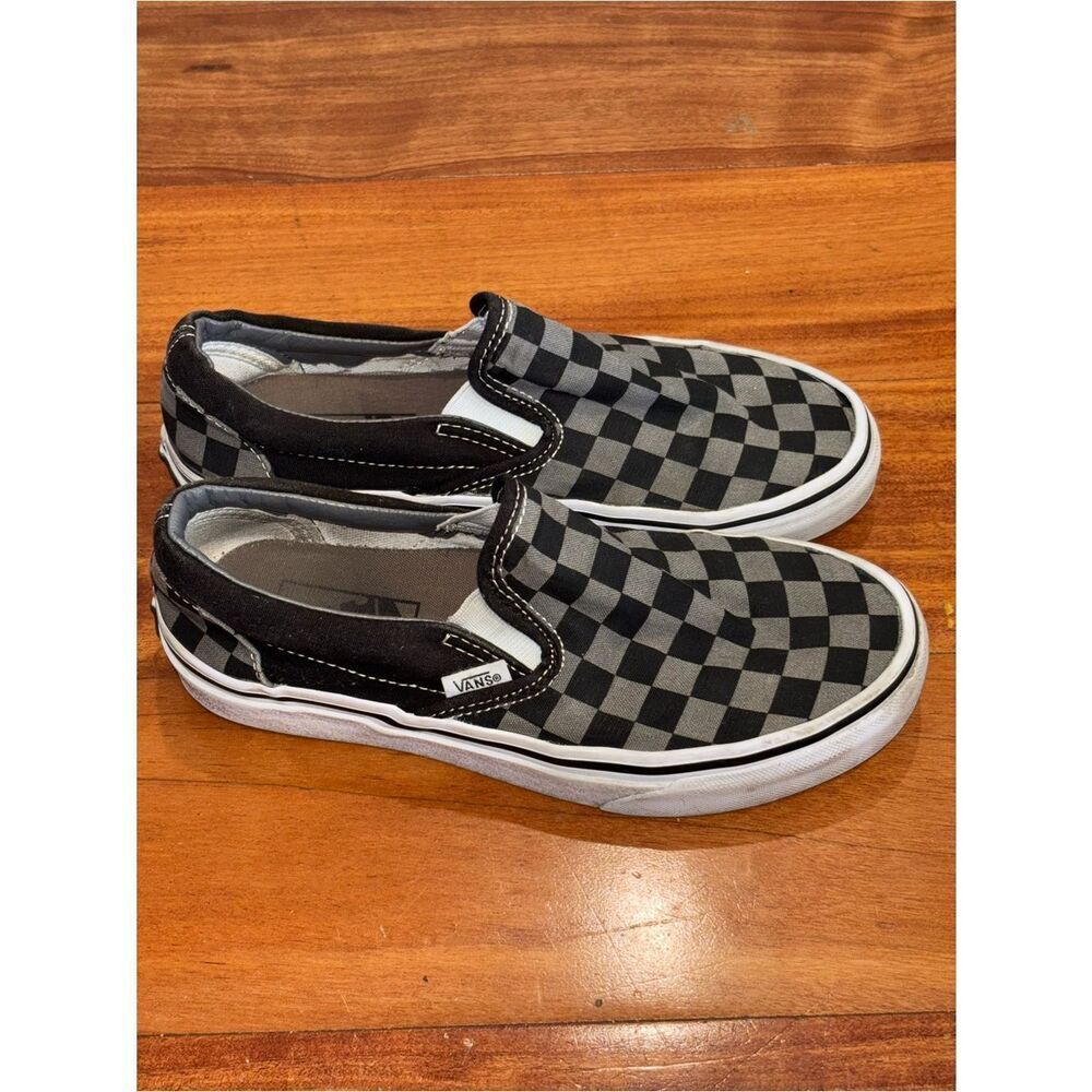 Vans Kids Slip-On Checkerboard Sneakers - Black & Gray